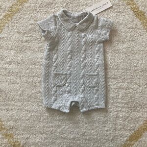 NWT Janie and Jack Gray Quilted Baby Romper